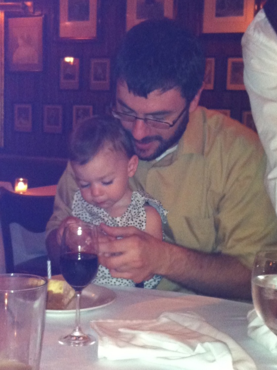 A & Uncle C enjoying some birthday cheesecake!  